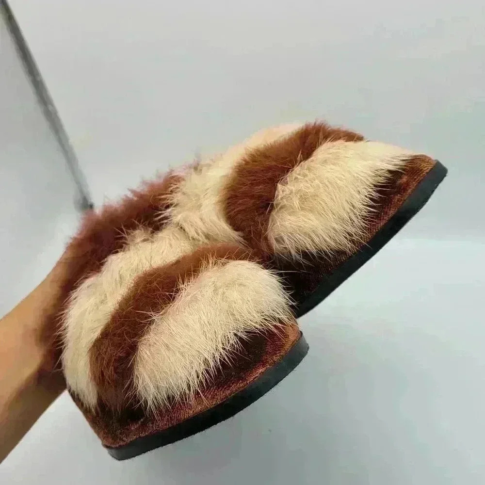 Forever Mule Furry Flat Women's Heel Slip on Slippers Shoes Size 6 1/2 Brown Tan - Picture 6 of 9